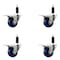 Service Caster 3'' SS Solid Poly Swivel 1-1/8'' Expanding Stem Caster Set Total Lock Brake, 4PK SCC-SSEXTTL20S314-SPUS-118-4 - alternate 1